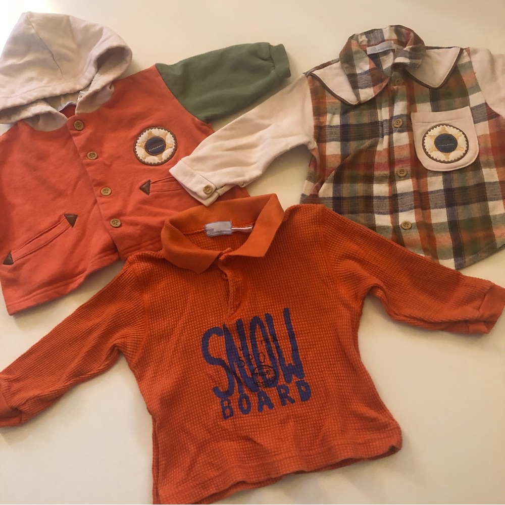 3 pc bundle baby boy bundle one henley, one shirt, one sweater 6 months